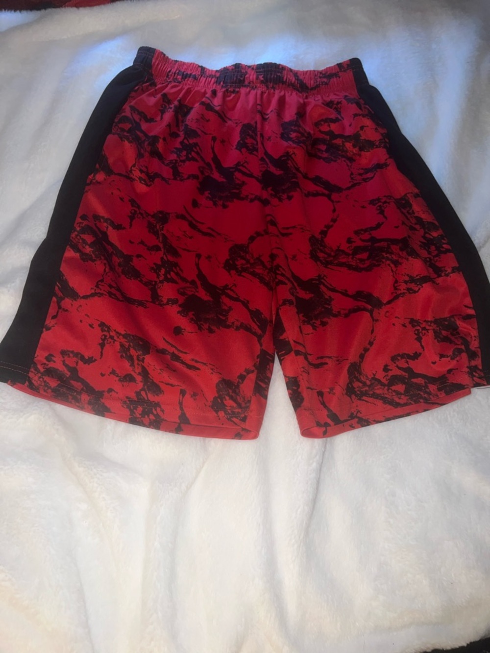 Men's Red Marble Athletic Hybrid Shorts
